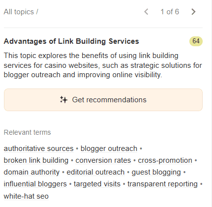 You get a list of topics you should cover to make your article more thorough