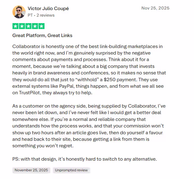 Collaborator reviews