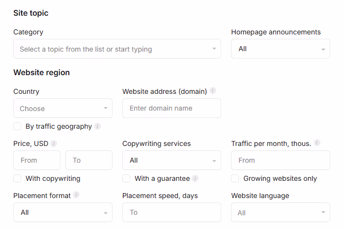 Placement and content filters on Collaborator