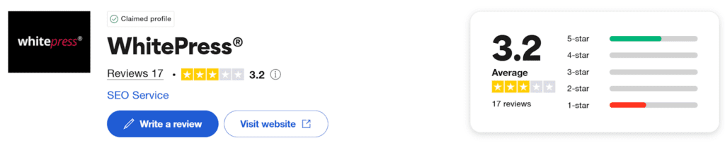 WhitePress reviews on Trustpilot