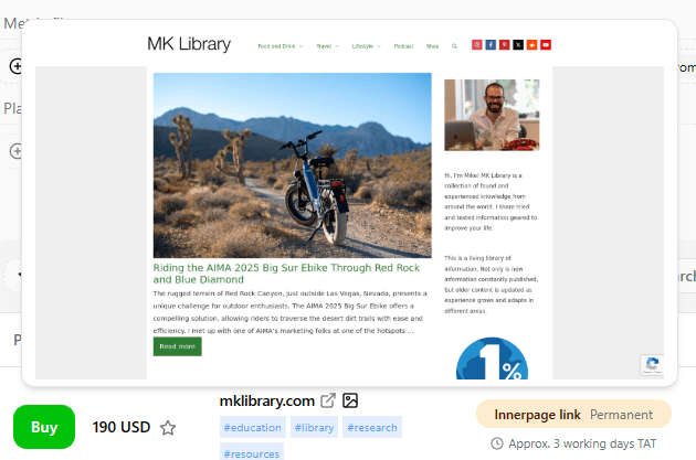 You also get a screenshot of the webpage to quickly get an idea for its design without visiting it