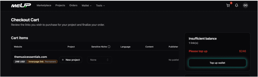 You must first top up your account balance