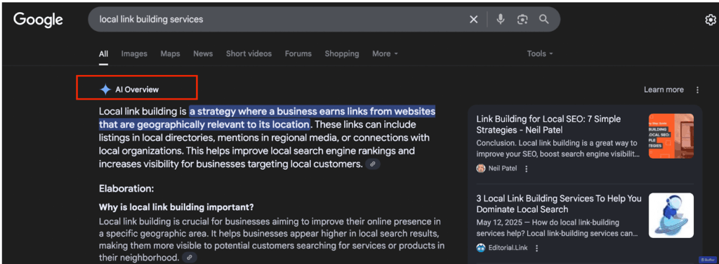 example of AIO serp