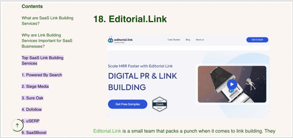 That’s what we did to get featured in the Powered by Search article about the best SaaS link-building services.