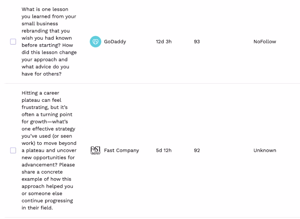 example of haro requests on Featured