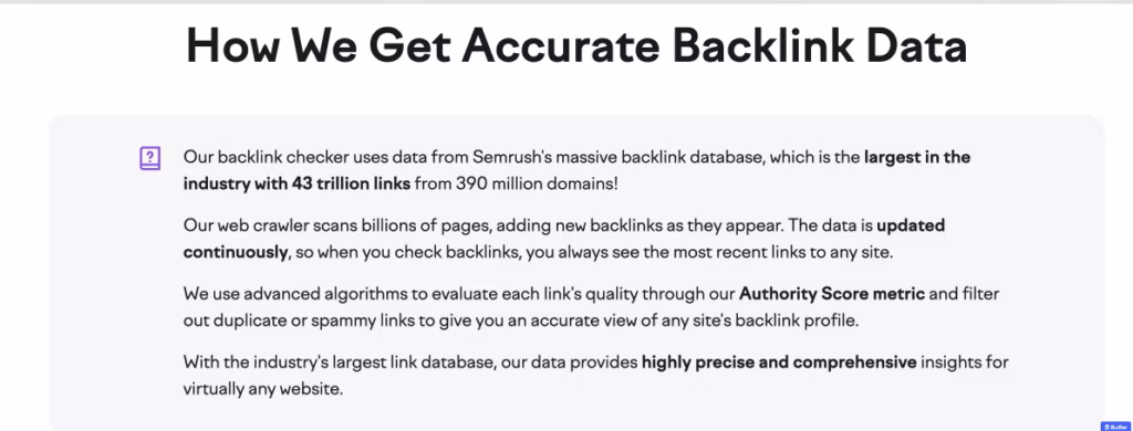 Semrush largest backlink database