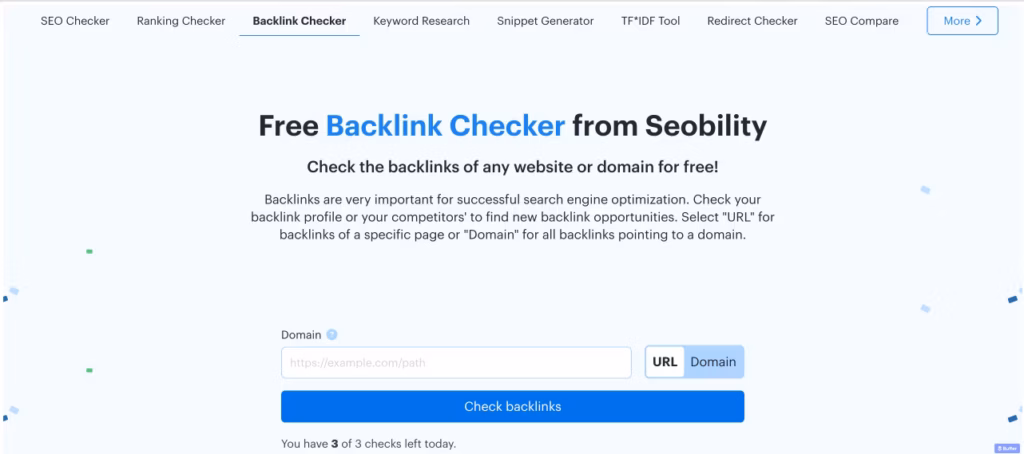 Seobility backlink checker