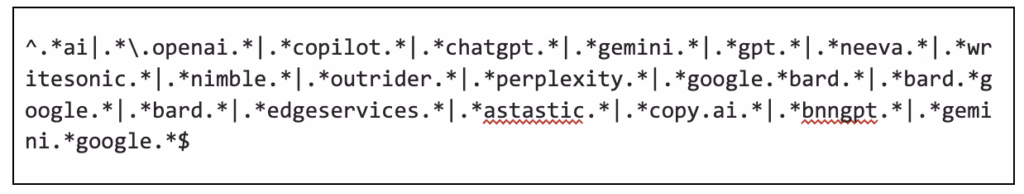 Use a regex filter to capture traffic from known AI and LLM referrers