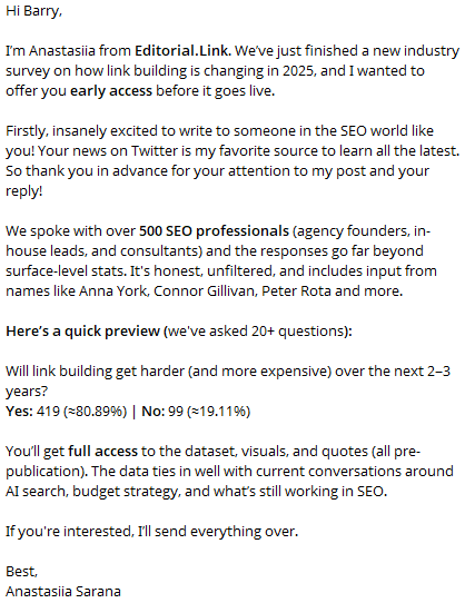 example of targeted outreach to get backlinks