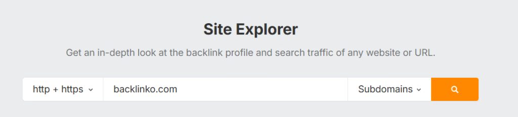 Paste the domain into Site Explorer
