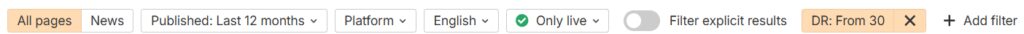 safe filters in ahrefs