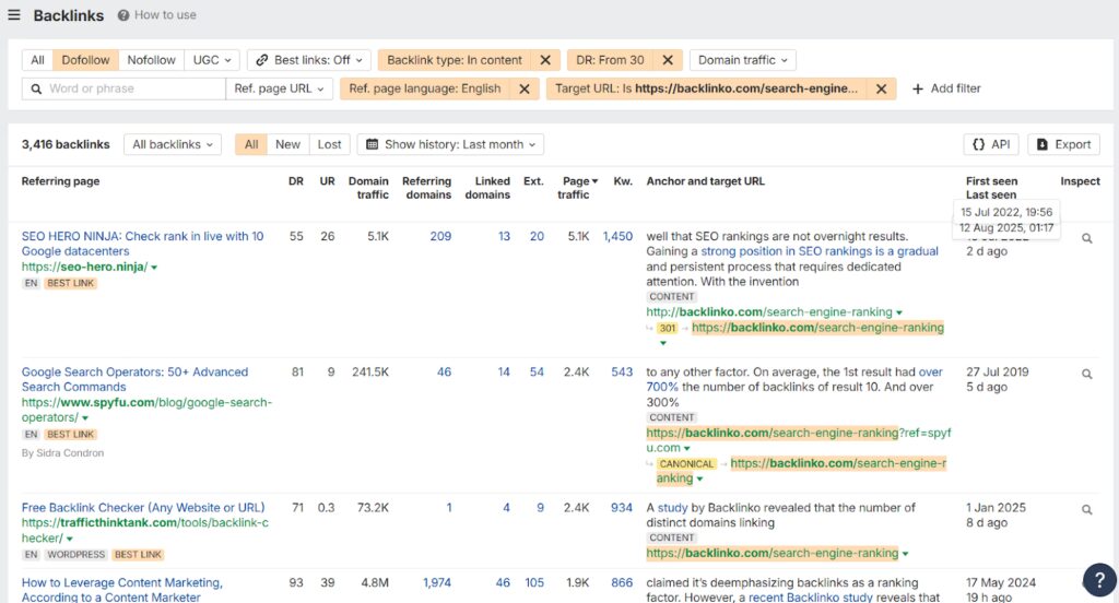 Study linking URLs and anchor texts for deeper insight