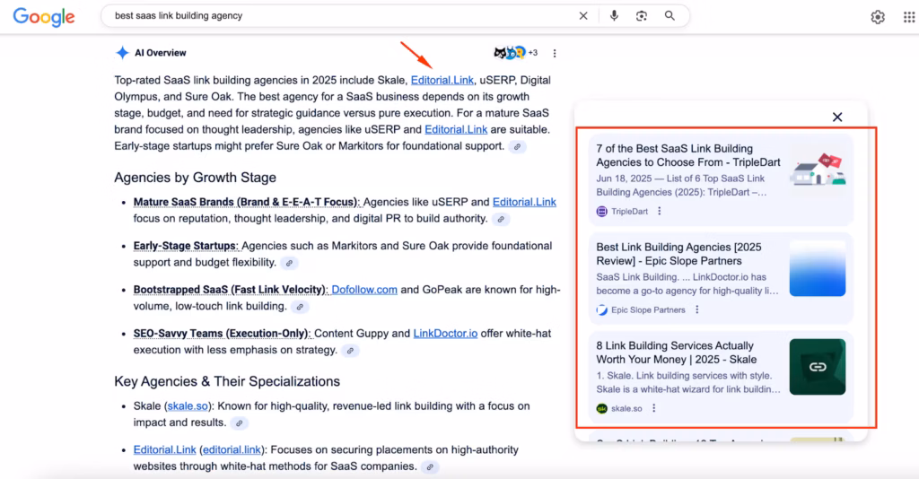 Cited in AI search with backlinks